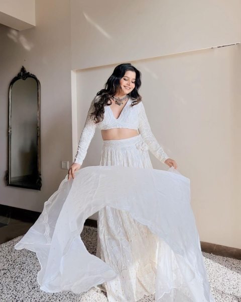 White Lucknowi Designer Lehenga Choli Designer Lehenga Choli