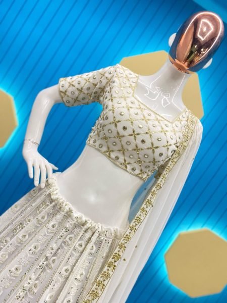 White Sequence Embroidery Work Lehenga Choli Designer Lehenga Choli