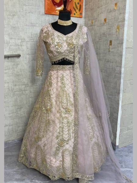 White Soft Net Bridal Lehenga with Sequins 4m Flare Engagement Wear  Wedding Wear