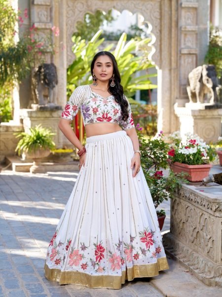 White Wonder Wedding Lehenga Set with Sequins & Thread Embroidery  Lehenga