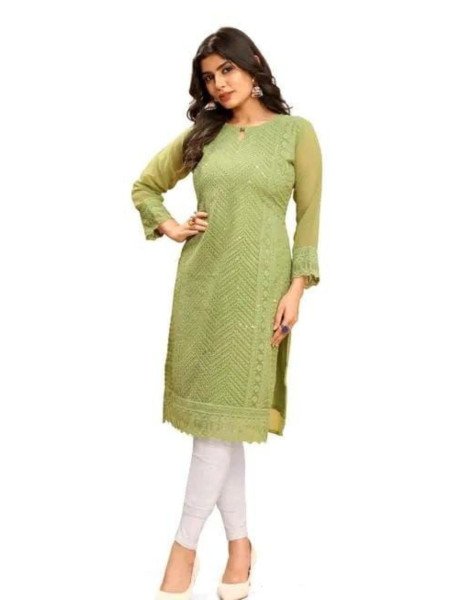 Wholesale Designer Kurtis Georgette Chikankari with Eyella Sequins Fashion Kurtis for Women Clothing Wholesaler 