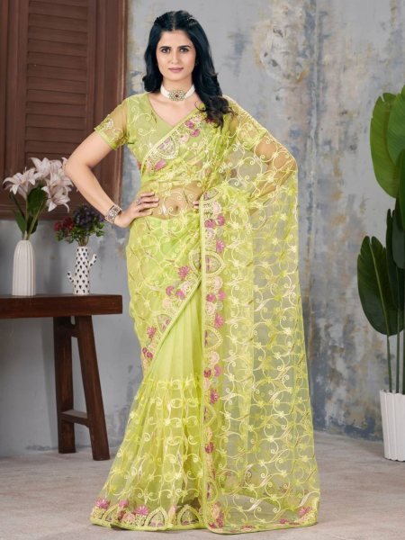 Wholesale Designer Net Sarees Styles  Heavy Work   Blouse Included  Made in India by Textile Manufacturer Net Sarees Wholesale