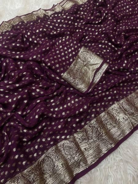 Wholesale Pure Viscose Georgette Saree 2025    Fancy Zari   Jacquard Border Georgette Sarees Wholesale