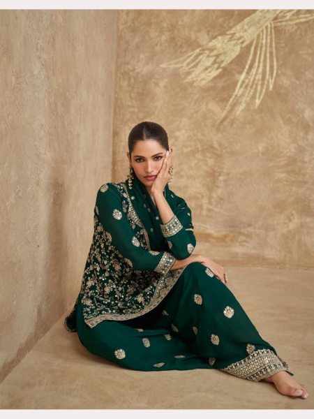 Wholesale Rate Fully Stitched Real Chinon Silk Plazzo Suits  Designer Plazzo Salwar Suits Wholesale