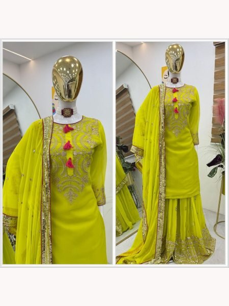 Wholesale Rate Fully Stitched Fox Georgette with  Sequence Embroidery Palazzo Suits  Ready To Wear Collection