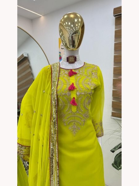 Wholesale Rate Fully Stitched Fox Georgette with  Sequence Embroidery Palazzo Suits  Ready To Wear Collection
