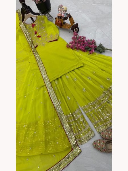 Wholesale Rate Fully Stitched Fox Georgette with  Sequence Embroidery Palazzo Suits  Ready To Wear Collection
