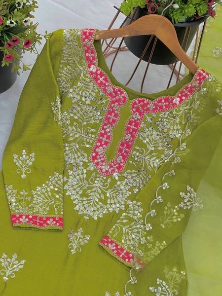 Wholesale Rate  Heavy Embroidered Chinon Silk Gharara Set Fully Stitched   Ready to Wear collection by royal export  Ready To Wear Collection
