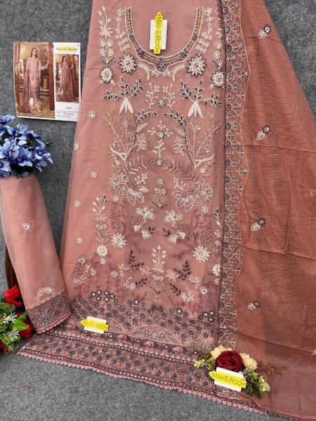 Wholesale Retail: Lowest Price Organza Pakistani Salwar Suit with Multi Embroidery & Hand Work 