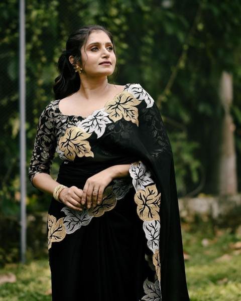 Wholesale Satin Chiffon Silk Sarees with Embroidery & Banarasi Blouse Pure Chiffon Sarees Wholesale