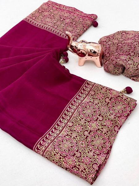 Wholesale Satin Saree Bold Ajrak Print   Luxe Tassel Pallu Budget Friendly