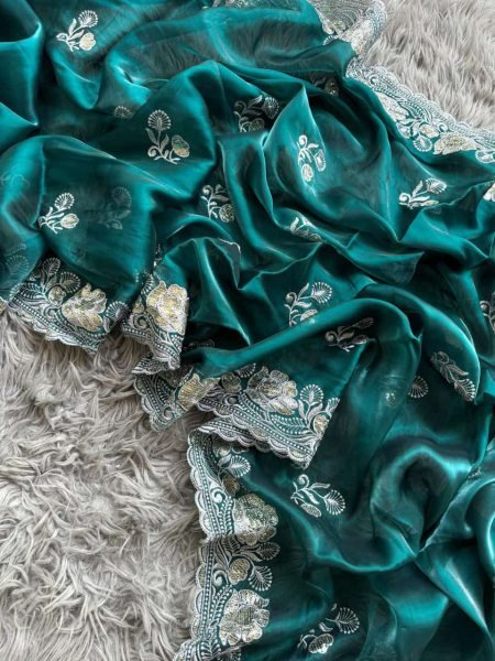 Wholesale Soft Zimmy Choo Silk Saree Elegant Embroidery Online Shopping for Womens Wear from Surat JIMMY CHOO SAREE