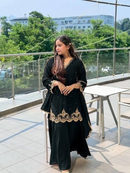 Wholesale Wedding   Festive Suit Sets Faux Georgette Sharara with Pearl Work  Clothing Exporter Plus Size Kurti / Gown