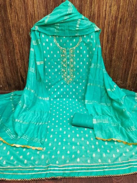 Wholsale Rate Jacquard Dress Material With Handwork  Color Set Matching Dress Material Wholesale