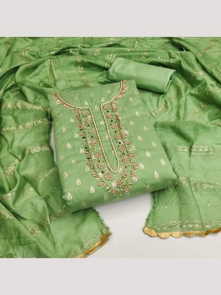 Wholsale Rate Jacquard Dress Material With Handwork  Color Set Matching Dress Material Wholesale