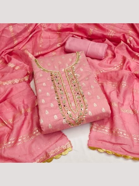 Wholsale Rate Jacquard Dress Material With Handwork  Color Set Matching Dress Material Wholesale