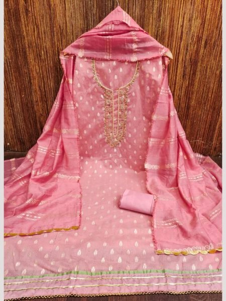 Wholsale Rate Jacquard Dress Material With Handwork  Color Set Matching Dress Material Wholesale
