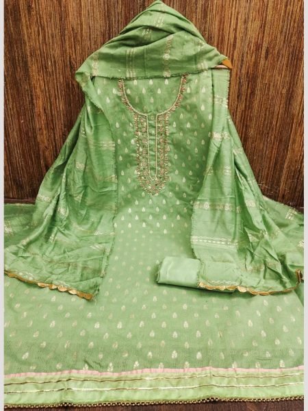 Wholsale Rate Jacquard Dress Material With Handwork  Color Set Matching Dress Material Wholesale