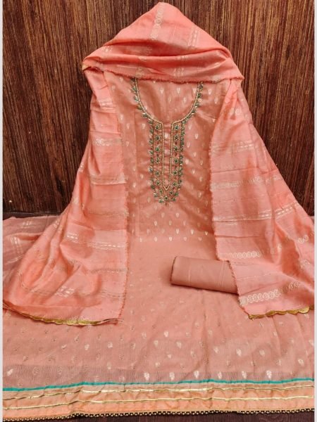Wholsale Rate Jacquard Dress Material With Handwork  Color Set Matching Dress Material Wholesale