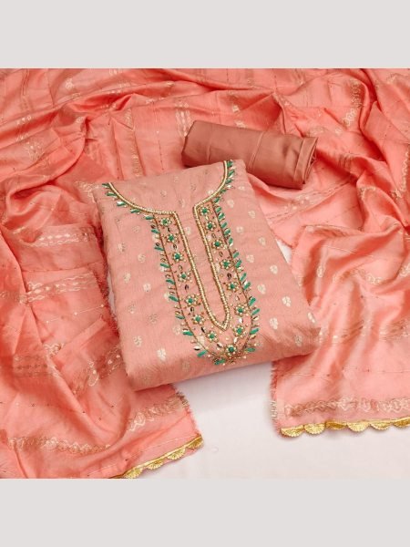 Wholsale Rate Jacquard Dress Material With Handwork  Color Set Matching Dress Material Wholesale