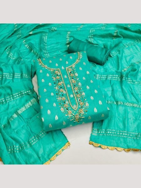 Wholsale Rate Jacquard Dress Material With Handwork  Color Set Matching Dress Material Wholesale