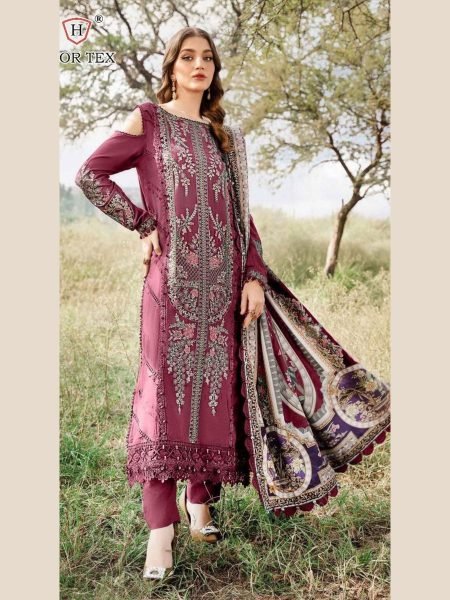 Wine Color Heavy Rayon Pakistani Suit with Designer Dupatta Hoor Tex H-377 D Salwar Kameez