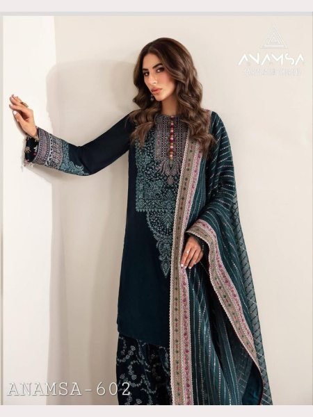 Winter Special Heavy Pure Velvet Suit set with Heavy Embroidery and Sequence work  Embroidery Suits Wholesale