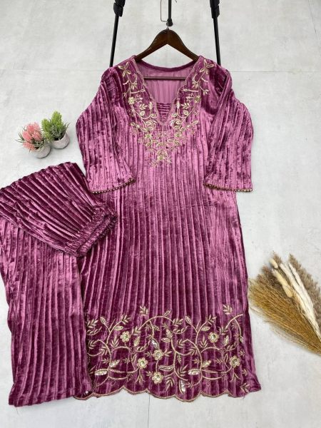 Winter Special  Mauve Velvet Co ord set by Royal Export  CO ORD Sets