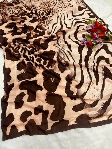 Women Animal Digital Printed Vichitra Silk Saree Collection Silk Sarees Wholesale
