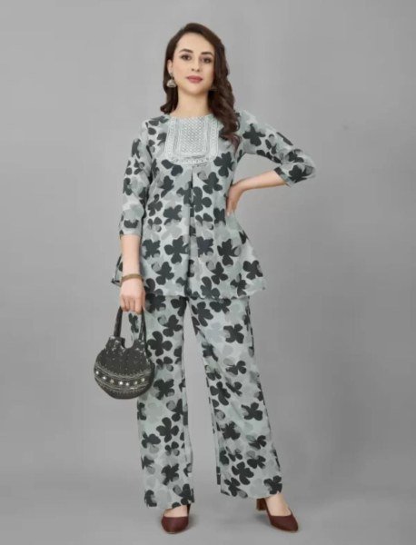 Women Blend Crop Top Pant Set Kurti With Bottom Wholesale