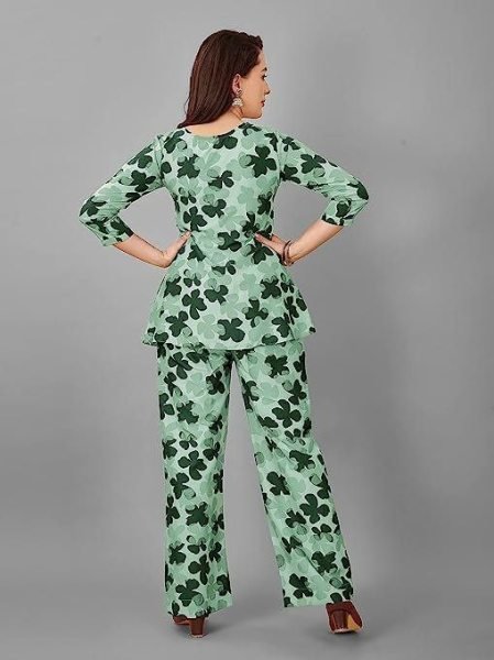 Women Blend Crop Top Pant Set Kurti With Bottom Wholesale