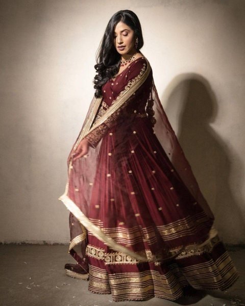 Women Chinon Embroidery Work Gown With Dupatta  Ready To Wear Collection