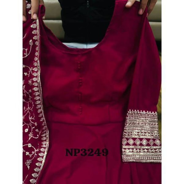 Women Collection Design Rani Pink Color Georgette Kurti With Dupatta Set Georgette Kurti 