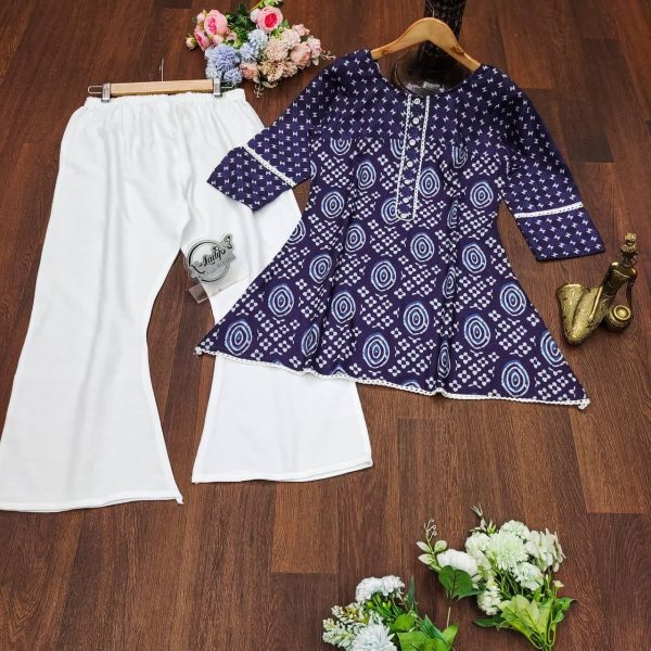 Women Cotton Printed Top With Plazzo  Printed Kurtis