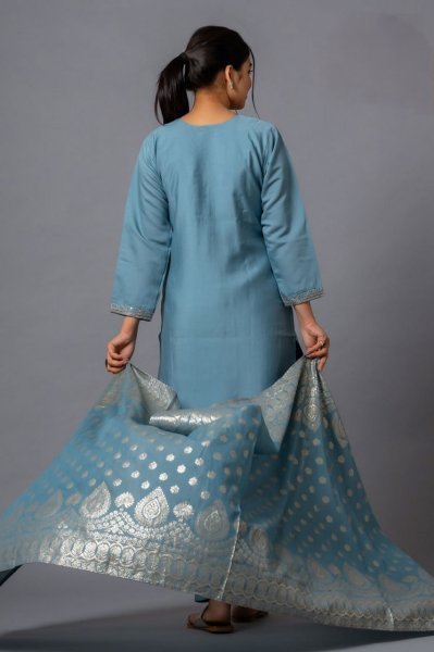 Women All Type Clothing Wear Embroidered Viscose Rayon Blend kurta set In Summer Collection 3 Piece Kurti Set