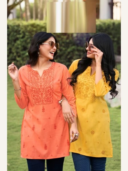 Women Fancy Heavy Reyon Short Tops Full Set Kurti