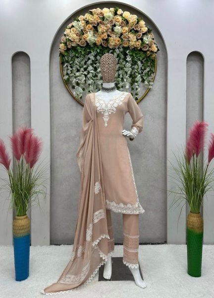 Women Faux Georgette Kurti Pant   Dupatta New Collection  Ready To Wear Collection