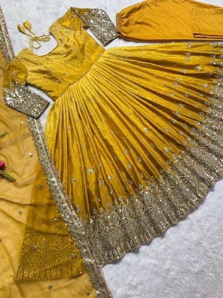 Women Fox Georgette Sequence Embroidery Work Gown Pant With Dupatta  Ready To Wear Collection