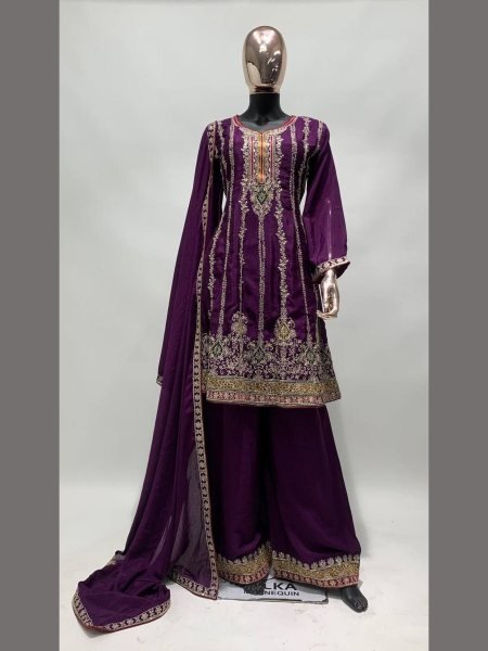Women Fully Stitched Chinon Suits  Designer Plazzo Salwar Suits Wholesale