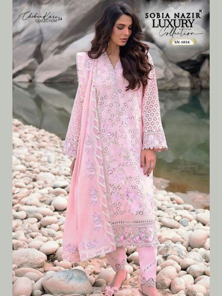 Women Lawn Embroidered Chikanakari Work Suits  Salwar Kameez