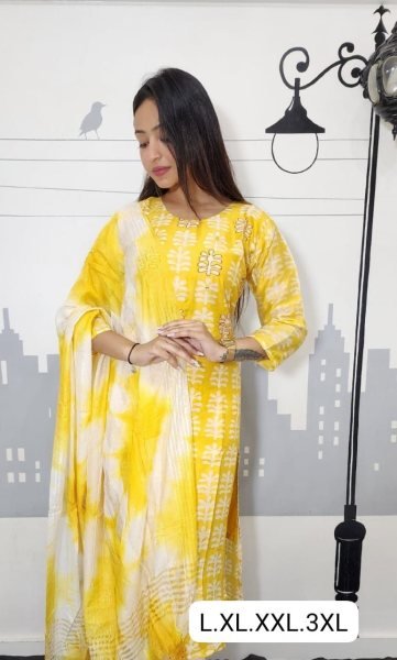 Women Muslin Rayon Kurti Dupatta Set Kurti With Dupatta Wholesale