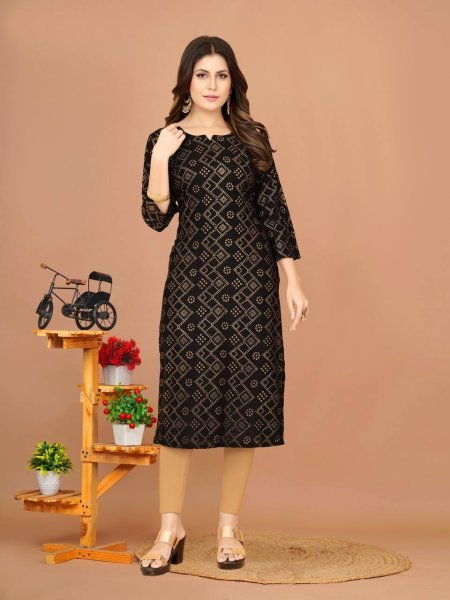 Women Printed Cotton Rayon A line Kurta  Printed Kurtis