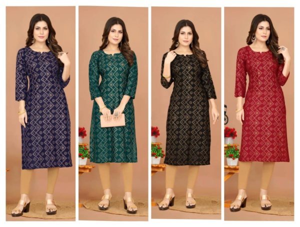 Women Printed Cotton Rayon A line Kurta  Printed Kurtis