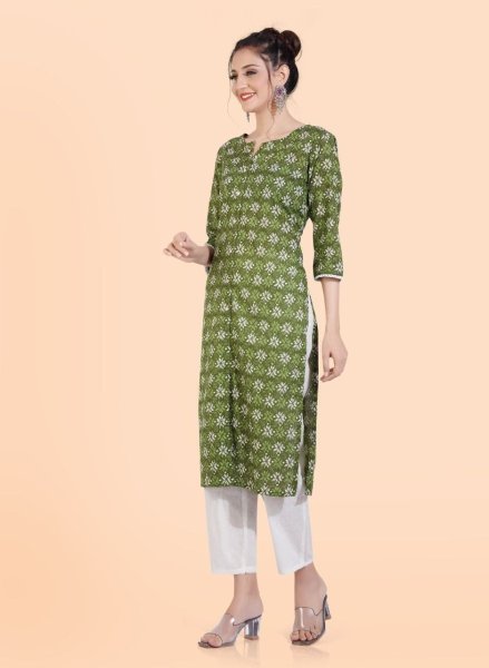 Women Pure Cotton Floral Kurta Pant Set Kurti With Bottom Wholesale