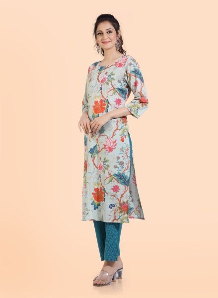 Women Pure Cotton Floral Kurta Pant Set Kurti With Bottom Wholesale