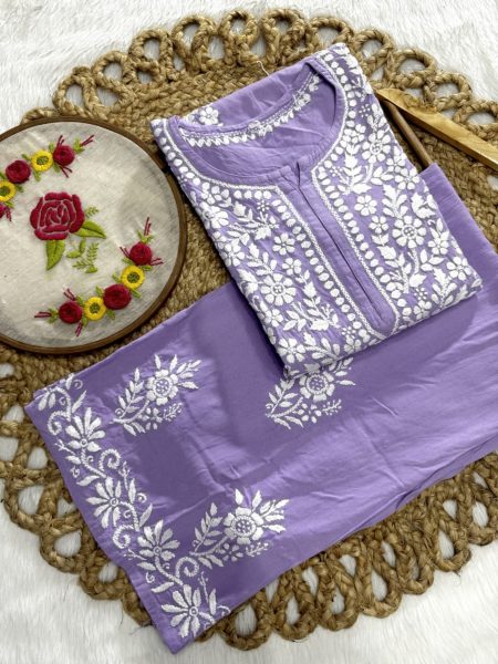 Women Rayon Plazzo Set With White Thread Work  Lucknowi Chikankari Kurtis Wholesale