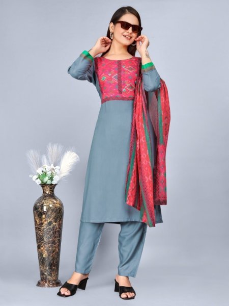 Women s Beautiful Reyon Printed Kurti Set  3 Piece Kurti Set