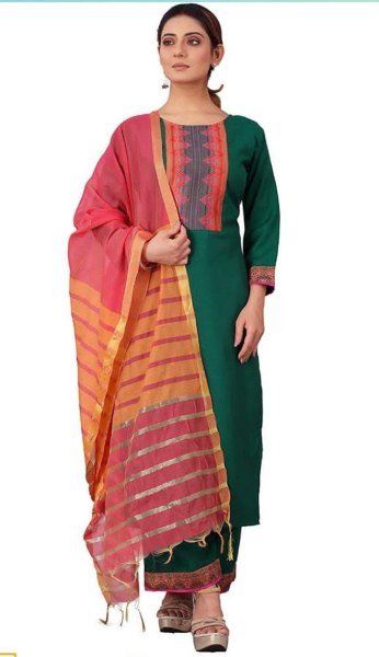  Women  s Cotton Kurti Set with Dupatta     Straight Fit   Calf Length 3 Piece Kurti Set
