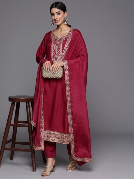 WOMEN S   GIRL CP VICHITRA KURTA PANT WITH DUPATTA SET 3 Piece Kurti Set