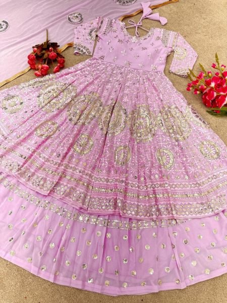 Women s Pink Faux Georgette Embroidered Lehenga Designer Lehenga Choli